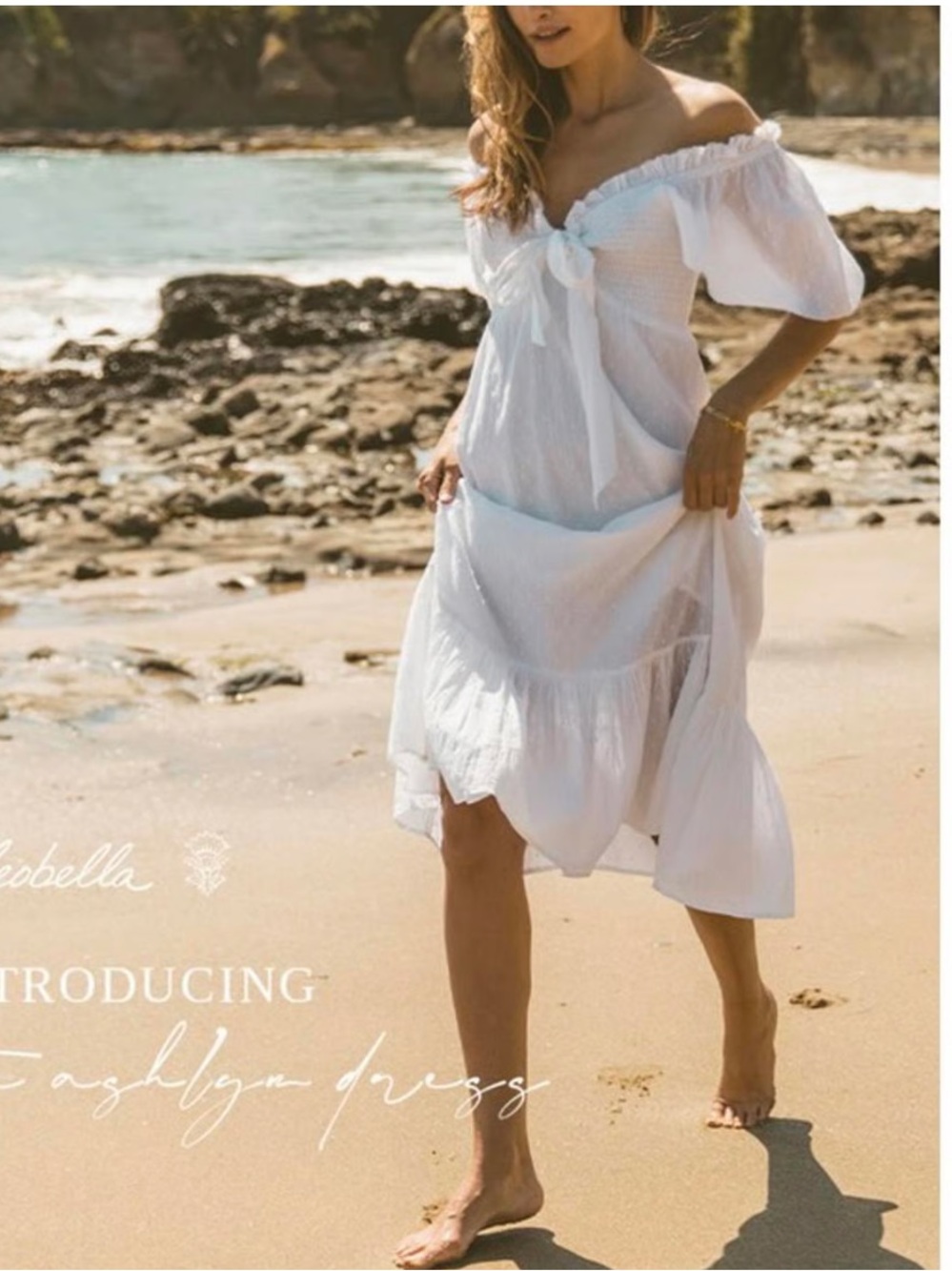 Gorgeous Cleobella Ashlyn Organic Cotton Puff Sleeve Midi Dress with Tie Front